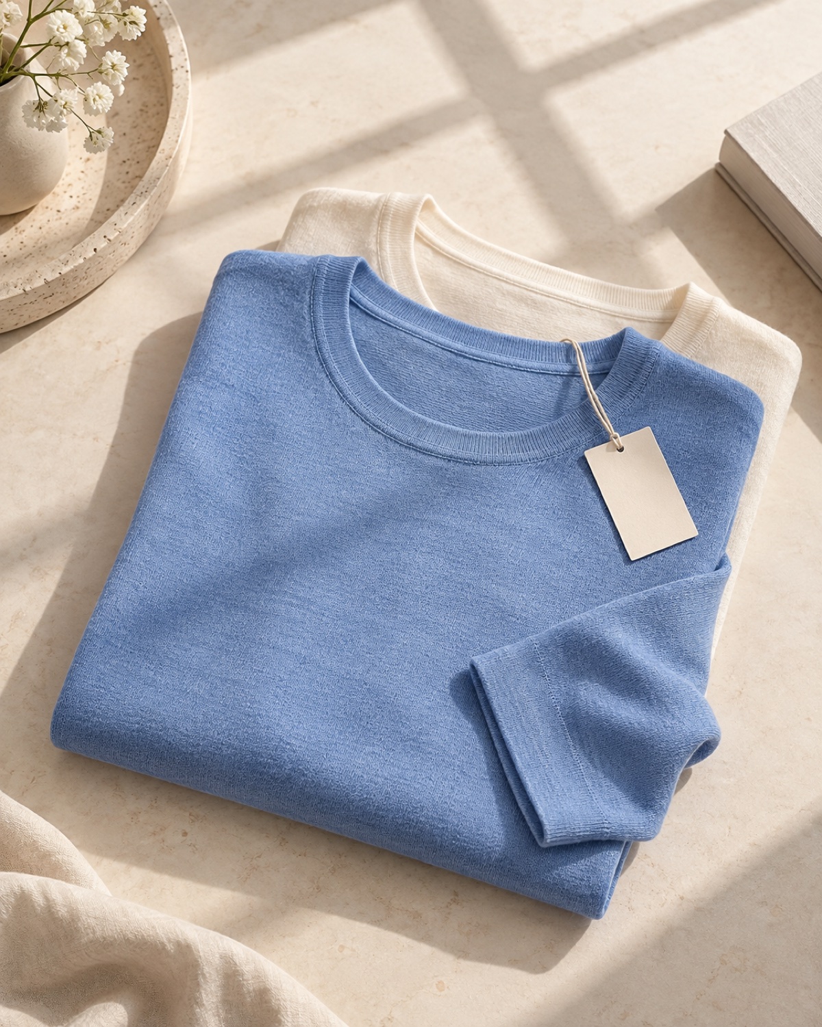 Ilustrasyong larawan ng light blue knit top