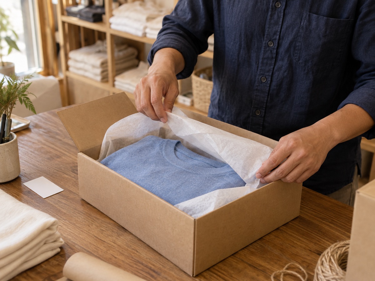 Ilustrasyon ng knit top na ipinapack para sa delivery